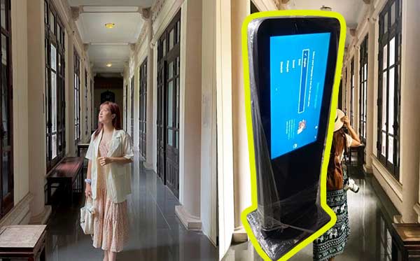 Ứng dụng standee điện tử gắn Tivi trong doanh nghiệp và cơ quan nhà nước - ĐT: 0912502060 khung Standee điện tử phù hợp cho tòa nhà cổ thư viện khu di tích