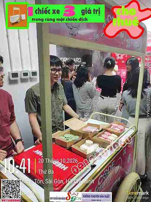 Thời gian đặt thuê xe sự kiện trước bao lâu là tốt nhất- Trả lời: Bạn nên liên hệ đặt xe trước từ 2 - 3 ngày - ĐT: 0912502060 thuê quầy đặt đồ ăn bánh cho sự kiện